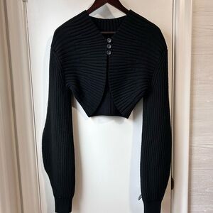 Nwt A.L.C. Wool Ribbed Cropped Sweater Black